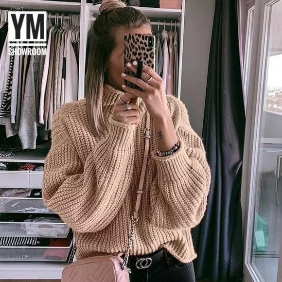 Mock neck chunky knit sweater - Picture 3 of 8